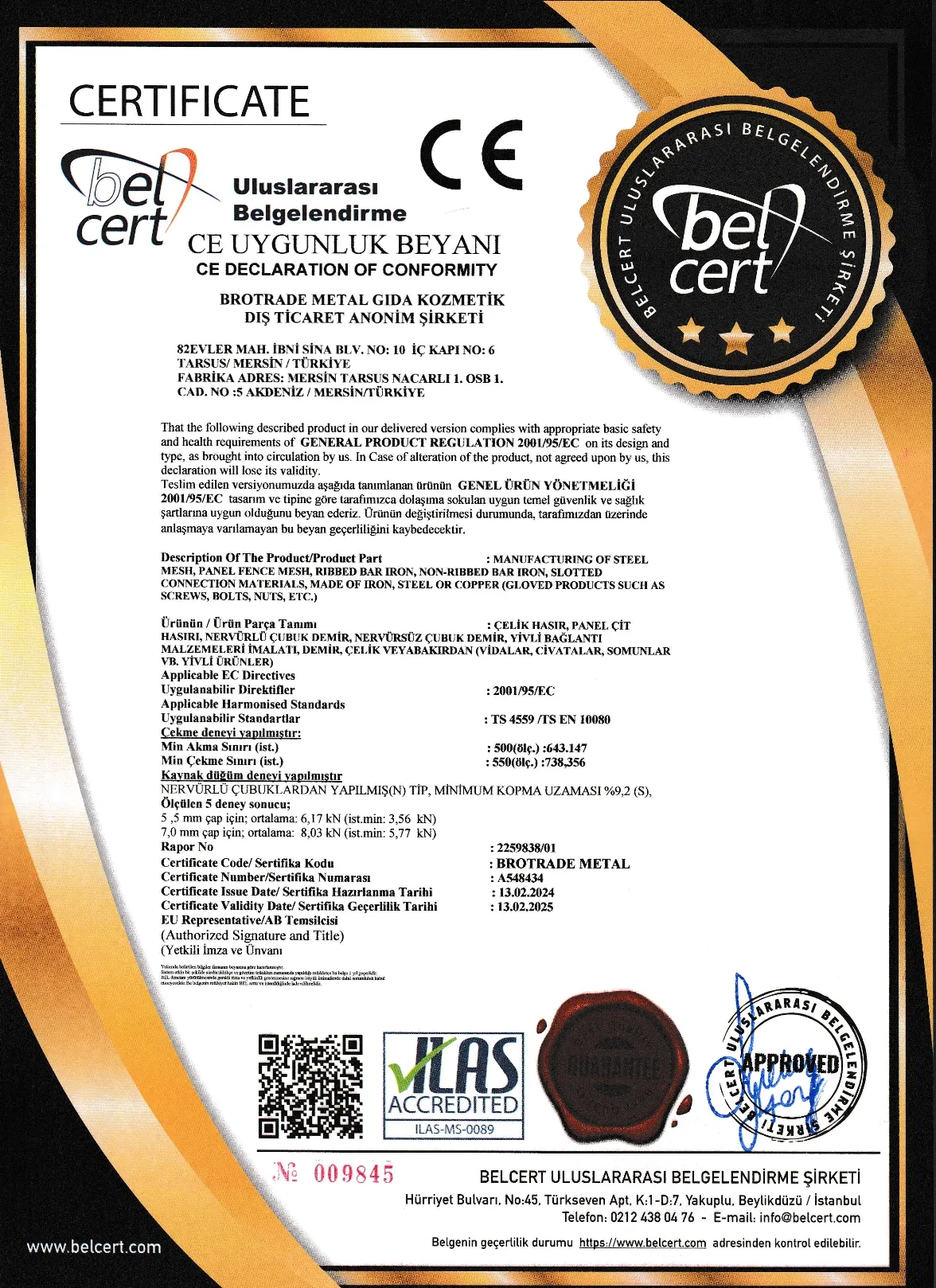 CE DECLARAT|ON OF CONFORM|TY