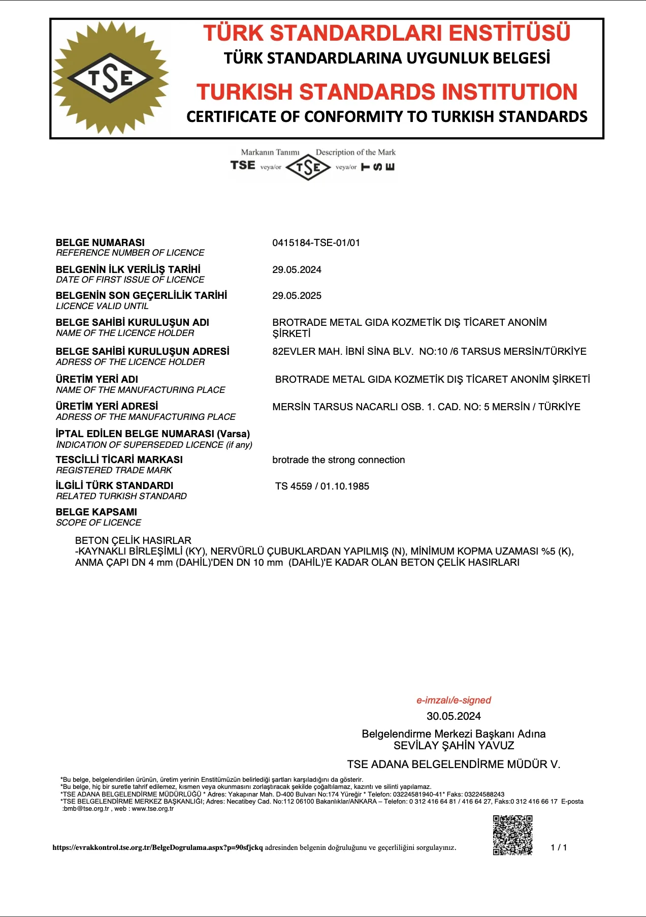 TURKISH STANDARDS INSTITUTION 